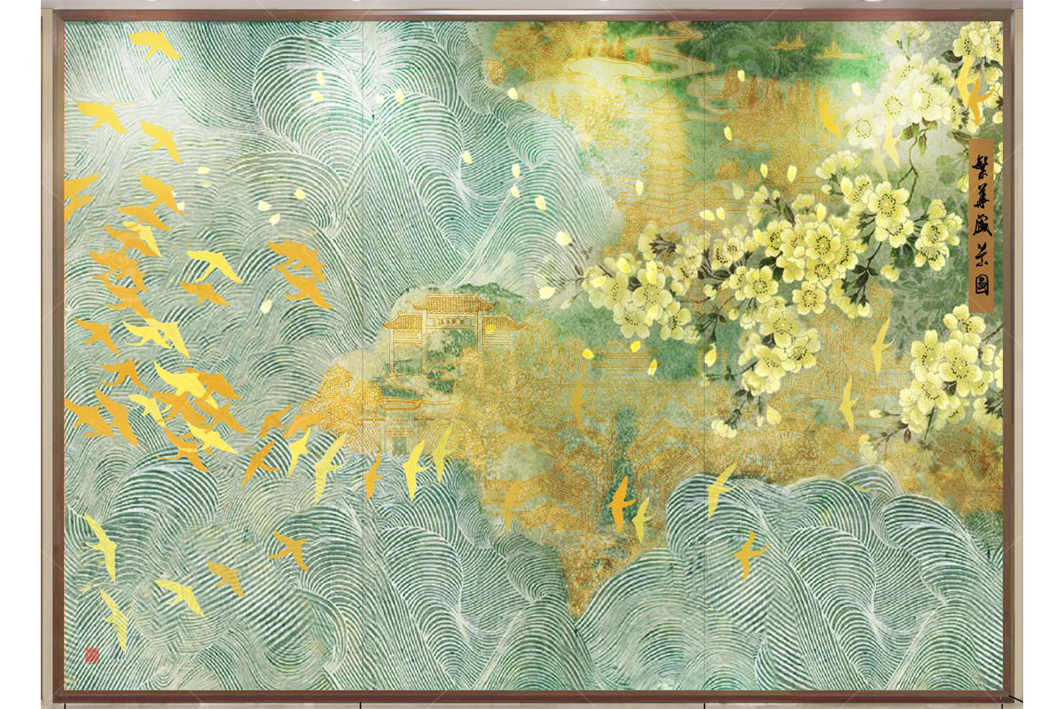 刻漆壁画《运河》